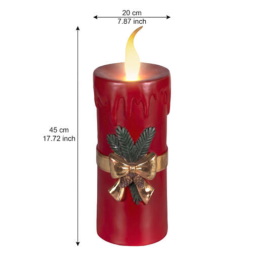 Bougie lumineuse LED rouge nœud doré lumière chaude effet flamme 45x20x15 cm 3