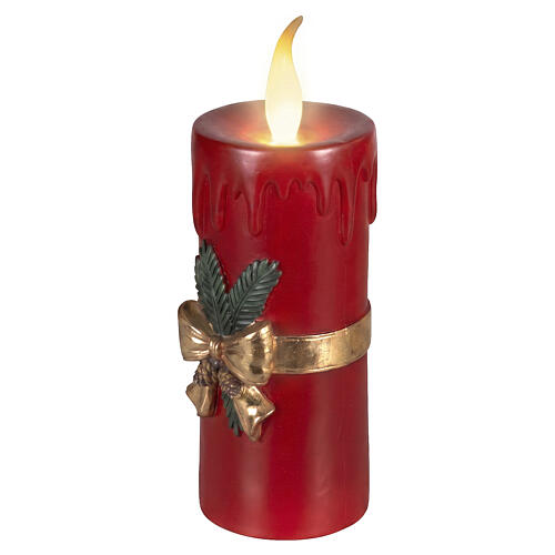 Bougie lumineuse LED rouge nœud doré lumière chaude effet flamme 45x20x15 cm 4