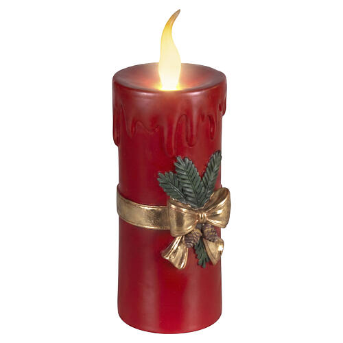 Bougie lumineuse LED rouge nœud doré lumière chaude effet flamme 45x20x15 cm 5