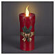 Bougie lumineuse LED rouge nœud doré lumière chaude effet flamme 45x20x15 cm s1