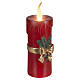 Bougie lumineuse LED rouge nœud doré lumière chaude effet flamme 45x20x15 cm s5