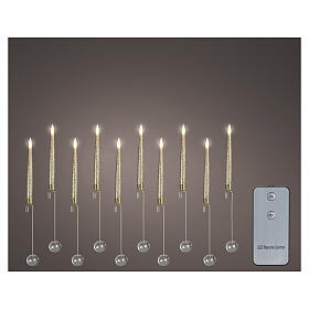 Set 10 bougies de Noël pailletées 15 cm 10 LEDs lumière blanc chaud effet flamme pour intérieur