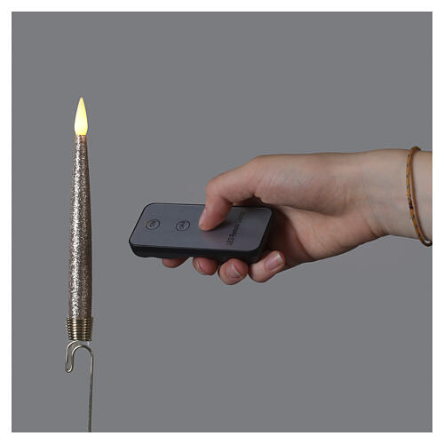 Set 10 bougies de Noël pailletées 15 cm 10 LEDs lumière blanc chaud effet flamme pour intérieur 4