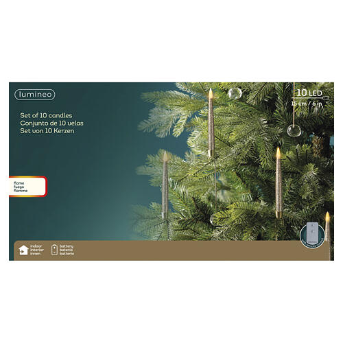 Set 10 bougies de Noël pailletées 15 cm 10 LEDs lumière blanc chaud effet flamme pour intérieur 5