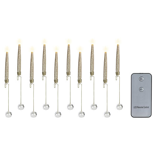 Conjunto 10 velas de Natal com glíter, 10 LEDs, luz branca quente efeito chama 15 cm para interior 3