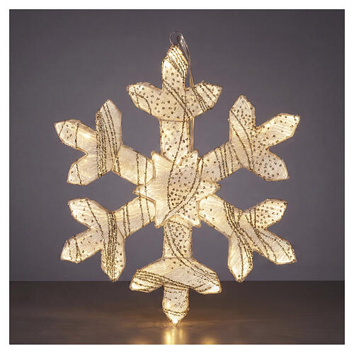 White fabric snowflake light, 410 warm white LEDs, 15 in, indoor 1