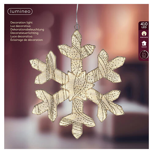 Flocon de neige lumineux en tissu blanc 410 LEDs blanc chaud 40 cm intérieur 5