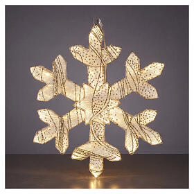 Floco de neve luminoso em tecido branco 410 LEDs luz branca quente 40 cm uso interno