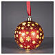Sfera natalizia rossa rotante microLED fiocchi di neve luce calda 15 cm interno s1