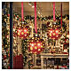 Sfera natalizia rossa rotante microLED fiocchi di neve luce calda 15 cm interno s2