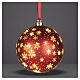 Illuminated red Christmas bauble with motion and microLED snowflakes, warm light, 8 in, indoor s1