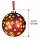 Illuminated red Christmas bauble with motion and microLED snowflakes, warm light, 8 in, indoor s3