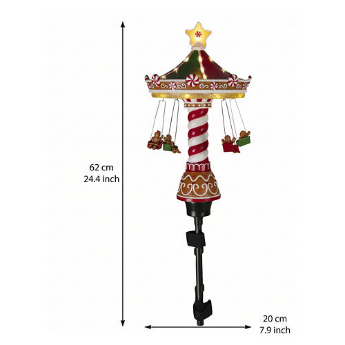 Ozdoba na choinkę z efektem ruchu, karuzela multicolor z mikroLED, światło ciepłe, 60×20 cm 3