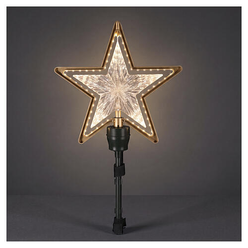 Ponteira para árvore de Natal dourada efeito twinkle microLED estrela luz quente 55x30x5 cm 1