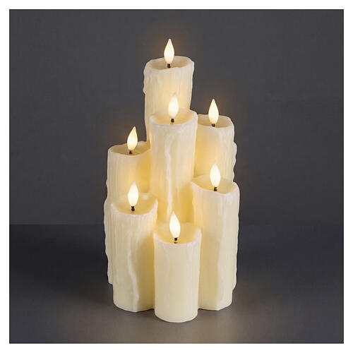 Candela LED beige effetto fiamma cera colata luce calda 30x15x15 cm per interni 1