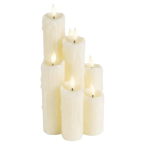 Candela LED beige effetto fiamma cera colata luce calda 30x15x15 cm per interni 4