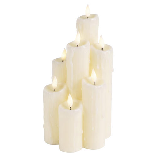Candela LED beige effetto fiamma cera colata luce calda 30x15x15 cm per interni 5
