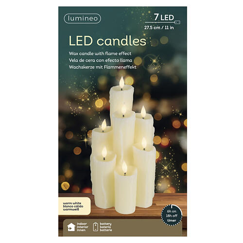 Candela LED beige effetto fiamma cera colata luce calda 30x15x15 cm per interni 7