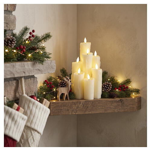 Velas LED bege efeito chama cera colada luz quente 30x15x15 cm para interior 2