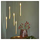 Set de 10 bougies LED suspendues dorées effet flamme télécommande lumière blanc chaud 15x2 cm pour intérieur s2