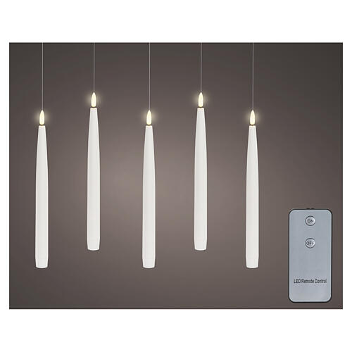 Bougies suspendues LED blanches effet flamme lumière blanc chaud télécommande 5 pièces 27,5x2,5 cm pour intérieur 1