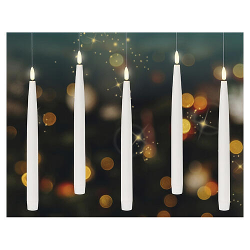 Bougies suspendues LED blanches effet flamme lumière blanc chaud télécommande 5 pièces 27,5x2,5 cm pour intérieur 2