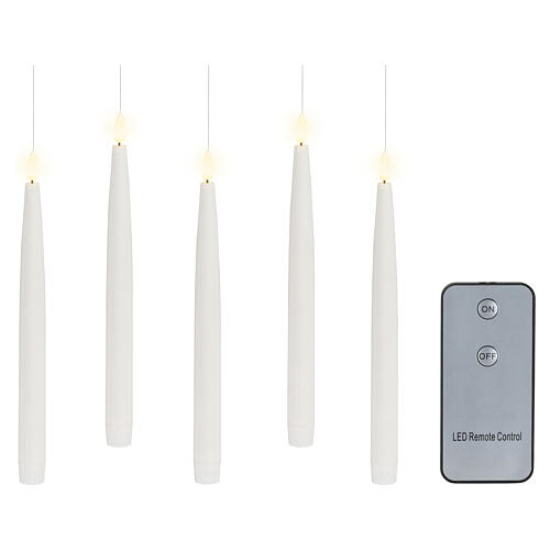 Bougies suspendues LED blanches effet flamme lumière blanc chaud télécommande 5 pièces 27,5x2,5 cm pour intérieur 3