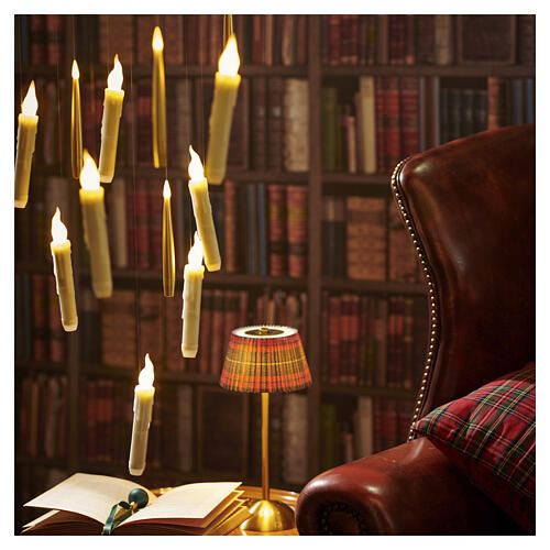 Set of 10 white floating LED candles, warm white light with wand, 7x1 in, indoor 2