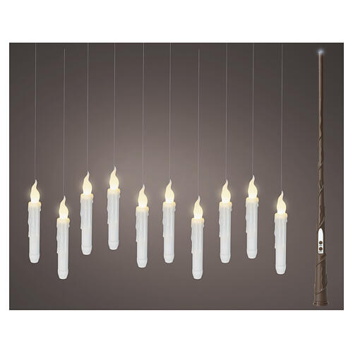 Conjunto 10 velas LED flutuantes brancas luz branco quente com varinha 15x2,5 cm para interior 1