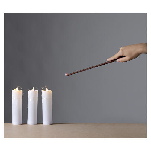 Set of 3 hanging white LED candles warm white with control wand, 8x2 in, for indoor use 2