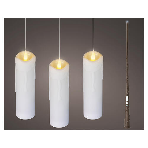 Velas LED colgantes blancas luz cálida con varita set 3 piezas 20x5 cm para interior 1