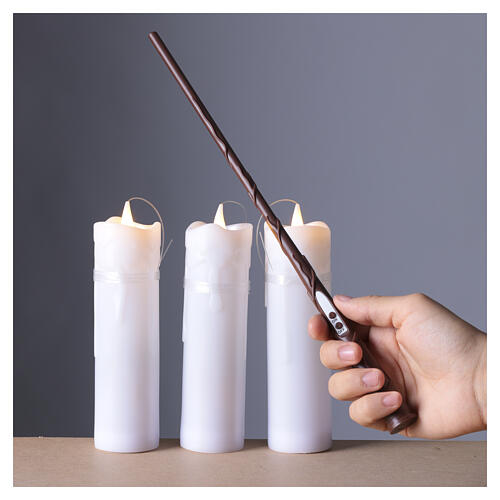 Conjunto 3 velas LED pendentes brancas efeito chama viva luz quente com haste 19x5 cm para interior 3
