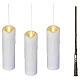 Conjunto 3 velas LED pendentes brancas efeito chama viva luz quente com haste 19x5 cm para interior s4