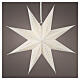 Christmas perforated paper star, warm white LED, hanging ornament, 23x8 in, for indoor use s1