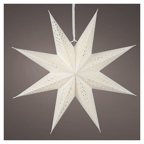 Étoile lumineuse de Noël en papier blanc perforé LED lumière blanc chaud 60x20 cm pour intérieur 1