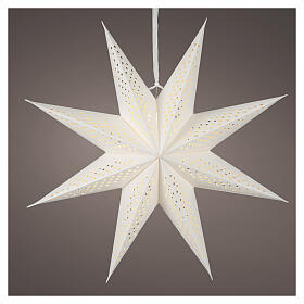 Stella luminosa natalizia carta bianca traforata LED luce calda 60x20 cm per interno
