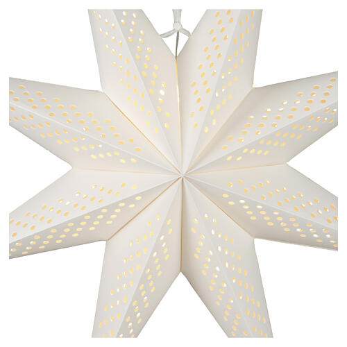Gwiazda świąteczna LED z białego papieru, perforowana, światło ciepłe, 60×20 cm 4