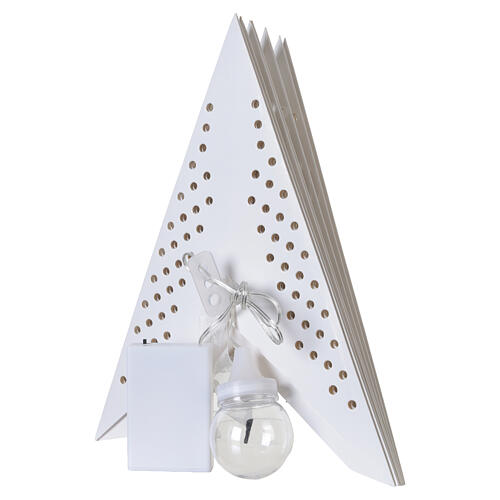 Gwiazda świąteczna LED z białego papieru, perforowana, światło ciepłe, 60×20 cm 5