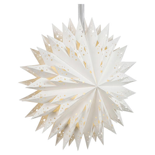 Stella decorativa carta bianca a doppio livello LED luce calda traforata 60x20 cm da interno 5