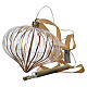 Ribbed glass decorative sphere with 15 warm white micro LEDs for indoor use, 8x8 in s6