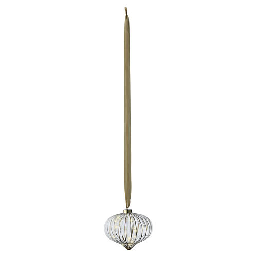 Esfera decorativa em vidro canelado com micro LEDs branco quente 20x20 cm para interior 4