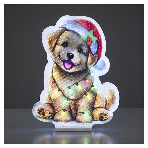 Figure lumineuse Chiot de Noël Infinity Lights 375 LEDs multicolores 40x35 cm pour intérieur 1