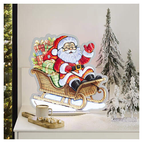 Pai Natal no trenó Infinity Lights 696 LEDs multicoloridos 55x55 cm para interiores 2