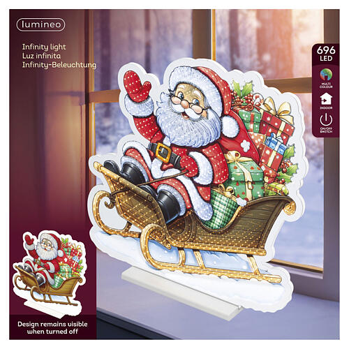 Infinity Lights Christmas Santa on Sleigh, 696 multicolored LEDs, 55x55 cm, indoor use 5
