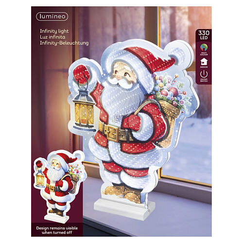 Pai Natal com lanterna Infinity Lights 330 LEDs multicoloridos 40x30 cm para interiores 2
