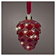 Pomme de pin décorative en verre rouge 15 LEDs lumière chaude 20 cm pour intérieur s1