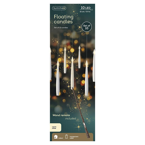 Candele sospese natalizie con bacchetta telecomando 10 LED luce calda 15 cm interno 5