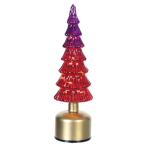 Rotating decorative tree, iridescent bronze-tinted glass, warm LED light, 35 cm, indoor use 3