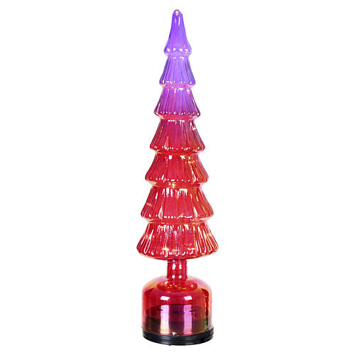 Árbol luminoso rotatorio vidrio iridiscente rosa con luz LED cálido 40 cm para interior 3