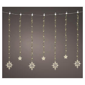 Rideau lumineux étoiles pendantes avec micro LEDs blanc chaud 120x100 cm pour intérieur